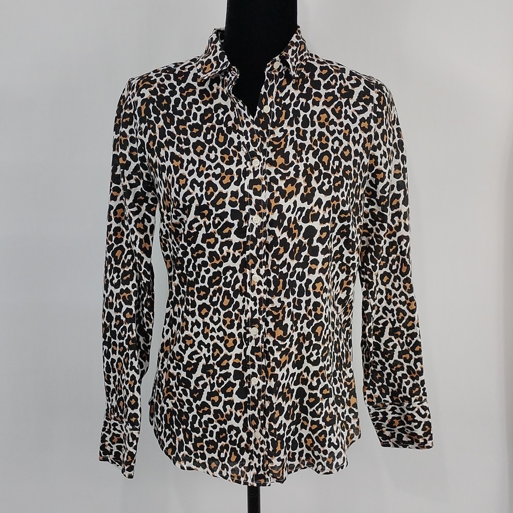 J. Crew Slim Perfect Shirt In Leopard Print